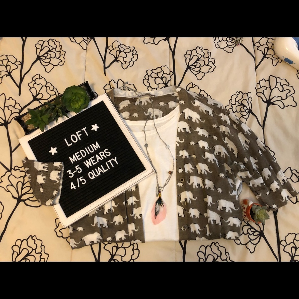 [ LOFT ] Short Sleeve Elephant Cardigan